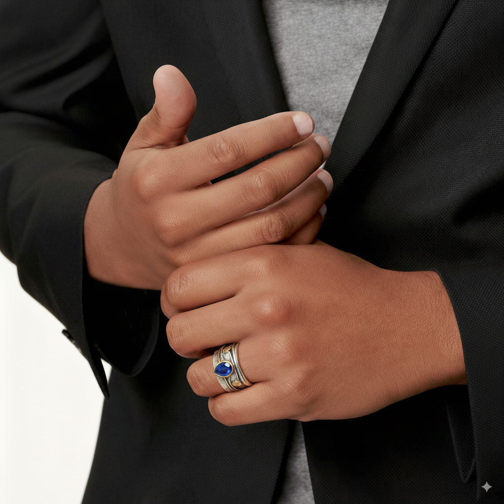 Vintage Silber Blauer Saphir Ring