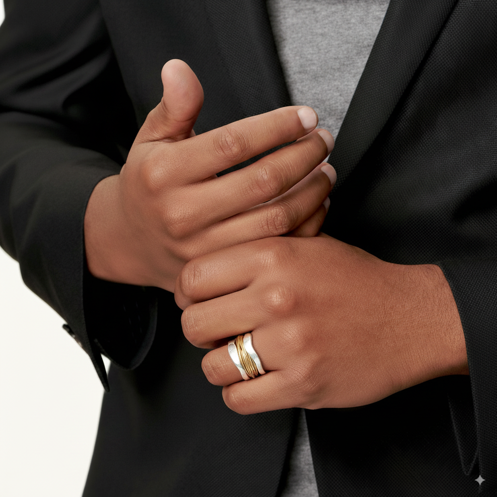 Vintage Silber Gold Fadenring