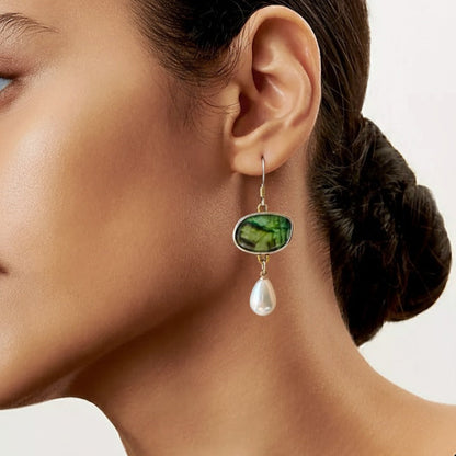 Vintage Naturstein Silber Ohrringe