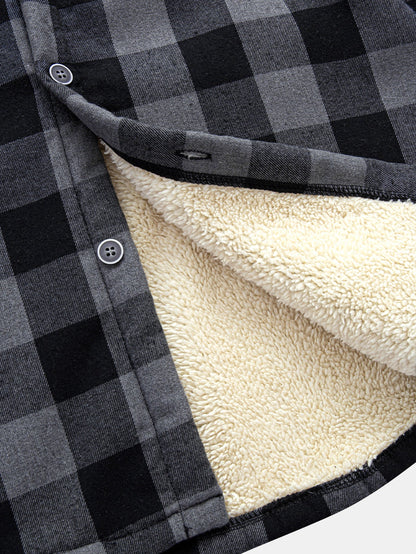 Karierter Kapuzenpullover mit Teddyfutter