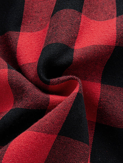 Karierter Kapuzenpullover mit Teddyfutter