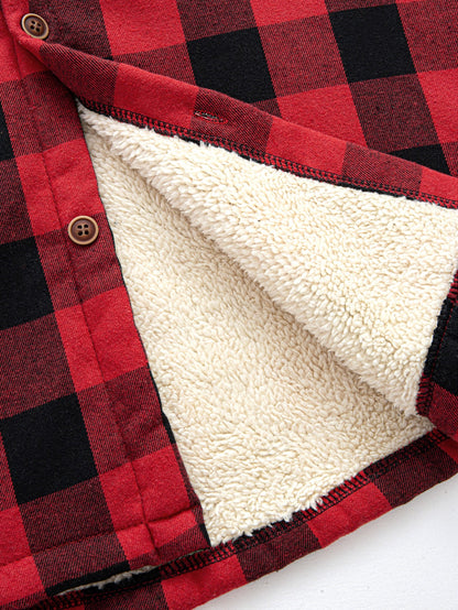 Karierter Kapuzenpullover mit Teddyfutter