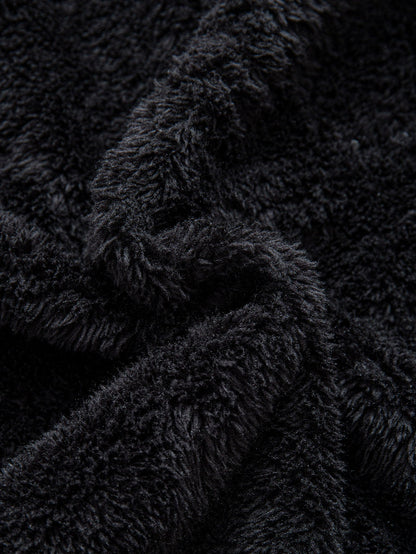 Flanell Fleece Gefüttertes Reißverschluss Kapuzenhemd