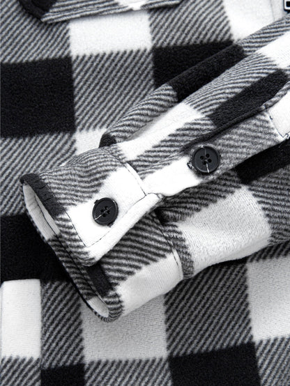 Flanell Fleece Gefüttertes Reißverschluss Kapuzenhemd