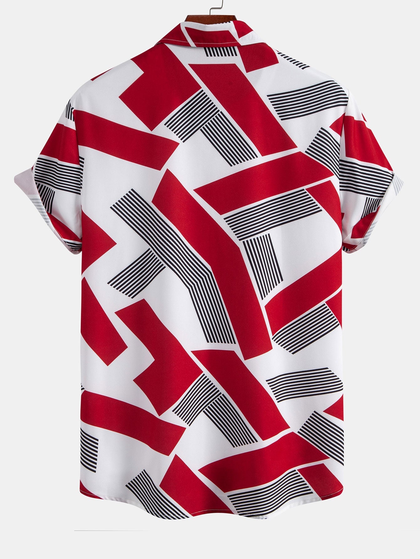 Geometrisches Farbblock Druck Hemd mit Knopfverschluss