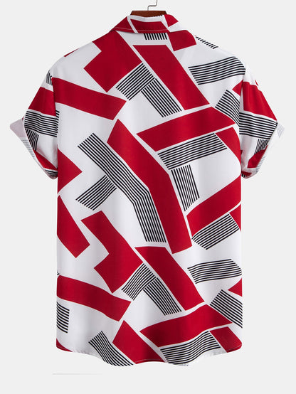 Geometrisches Farbblock Druck Hemd mit Knopfverschluss