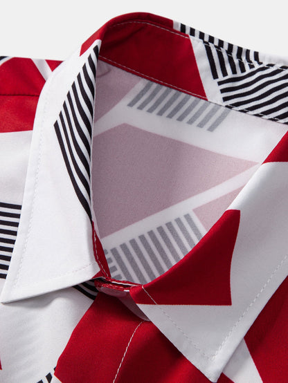 Geometrisches Farbblock Druck Hemd mit Knopfverschluss