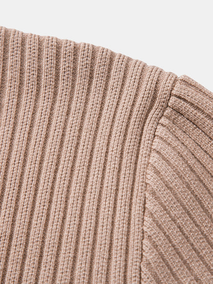 Gerippter Pullover mit Henley-Ausschnitt