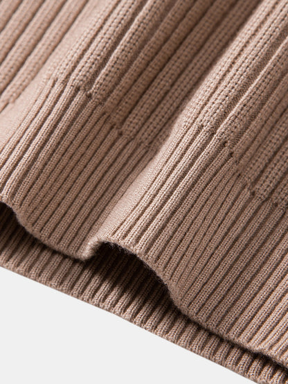 Gerippter Pullover mit Henley-Ausschnitt