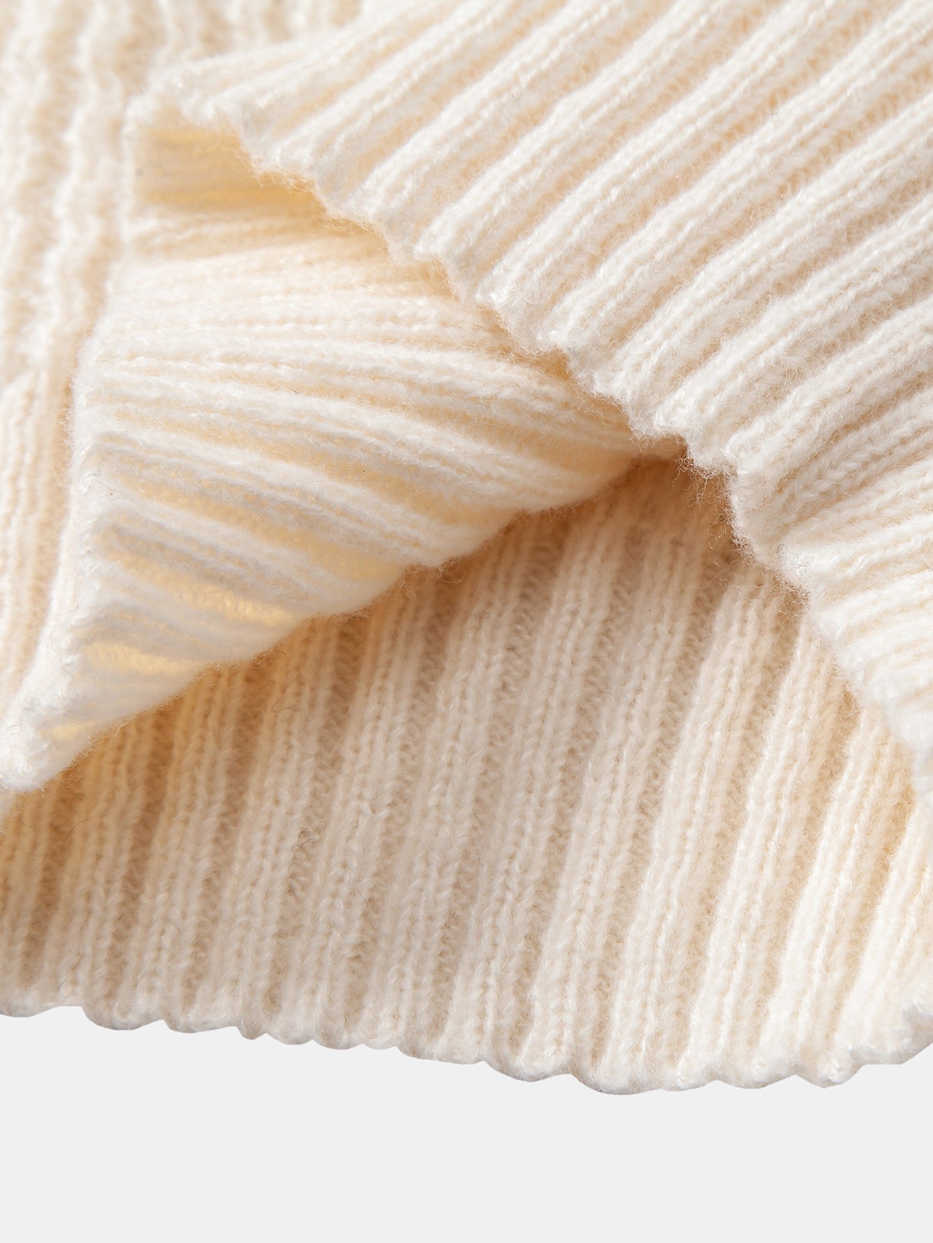 Langarm V-Ausschnitt Poloshirt mit Wellen-Jacquard-Strick