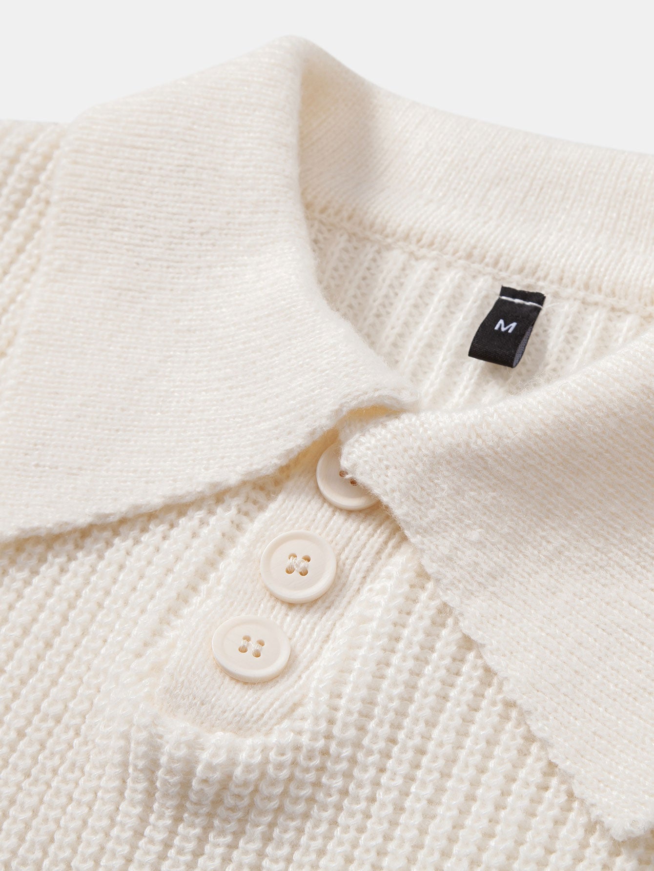 Langärmliges strukturiertes Strick-Polohemd