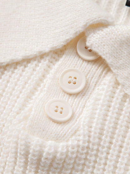 Langärmliges strukturiertes Strick-Polohemd