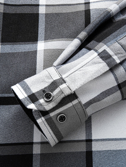 Gefüttertes Kapuzenhemd aus Flanell-Fleece mit Knöpfen