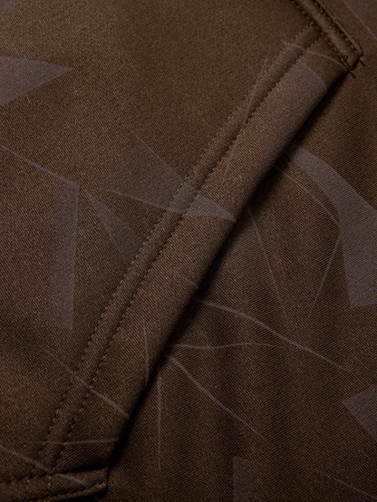 Geometrisch gemusterter Teddy Kapuzenpullover mit Reißverschluss