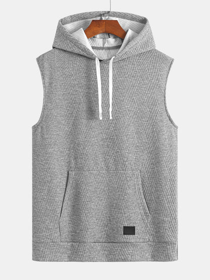 Gestreiftes Jacquard ärmelloses Hoodie-T-Shirt mit Shorts