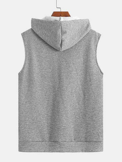 Gestreiftes Jacquard ärmelloses Hoodie-T-Shirt mit Shorts