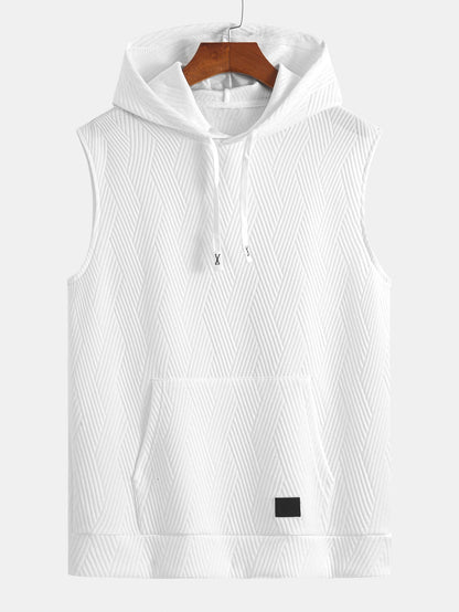 Gestreiftes Jacquard ärmelloses Hoodie-T-Shirt mit Shorts