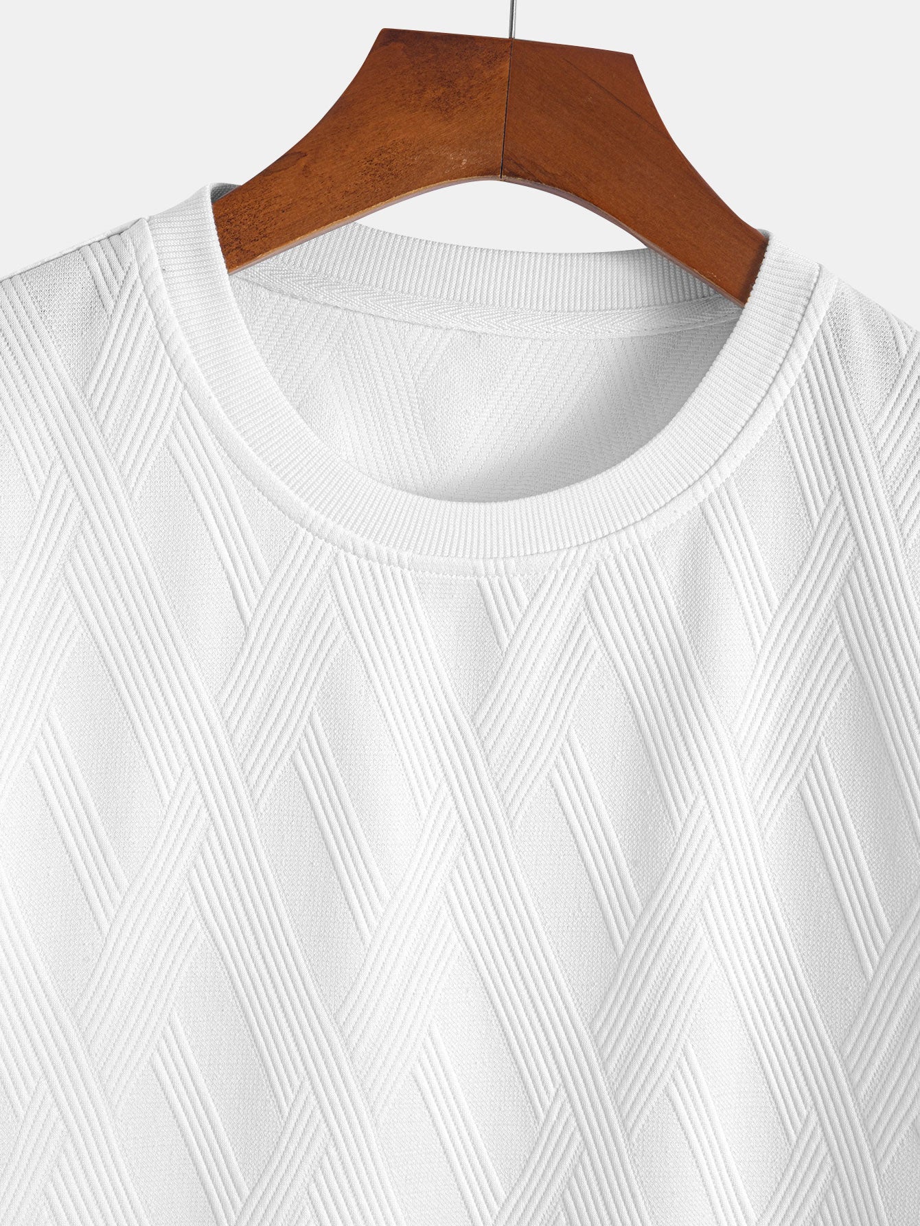 Diamant-Jacquard-Bogen-Saum-Shirt