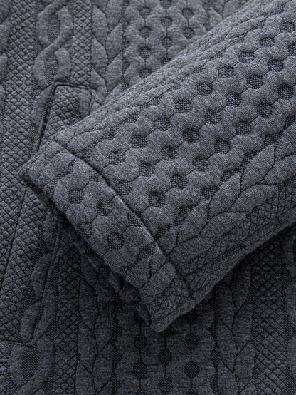 Jacquard-Mantel mit Kapuze und Twist-Design, gefüttert mit Kunstpelz