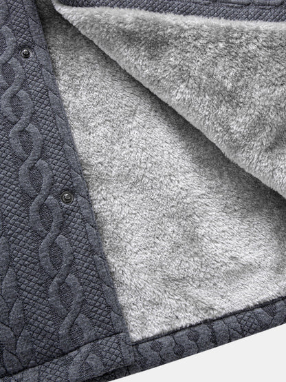 Jacquard-Mantel mit Kapuze und Twist-Design, gefüttert mit Kunstpelz