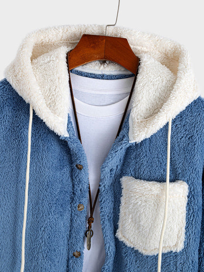 Kontrastfarbenes Teddy Kapuzenoberteil