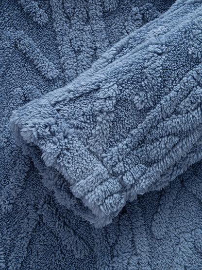 Geometrischer Jacquard Teddy Kapuzenpullover mit Kontrastdetails