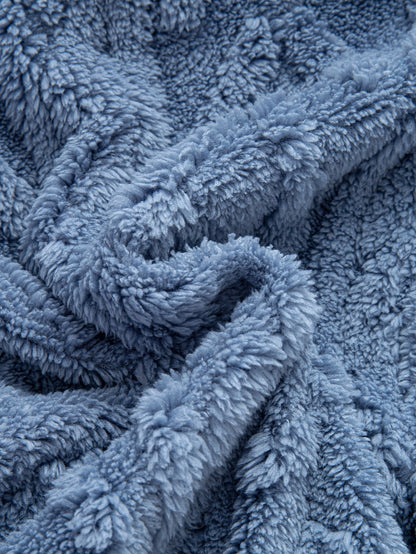 Geometrischer Jacquard Teddy Kapuzenpullover mit Kontrastdetails