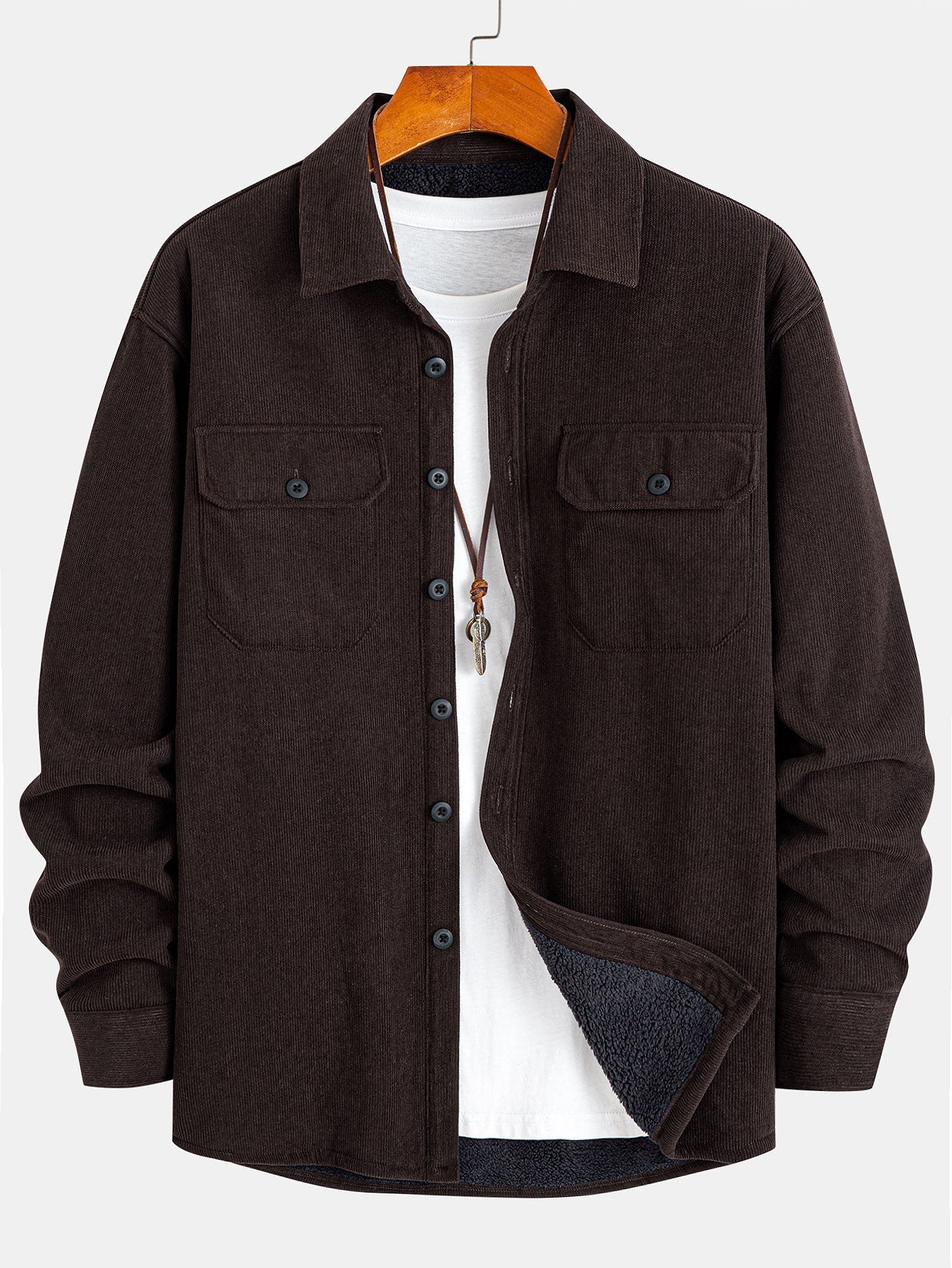 Teddy-Futter Cordhemd mit langen Ärmeln