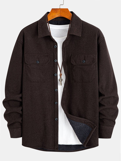 Teddygefüttertes Cordhemd mit langen Ärmeln