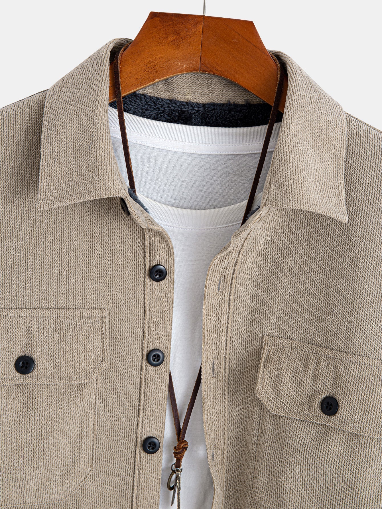 Teddy-Futter Cordhemd mit langen Ärmeln