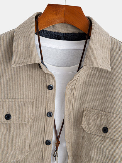 Teddygefüttertes Cordhemd mit langen Ärmeln