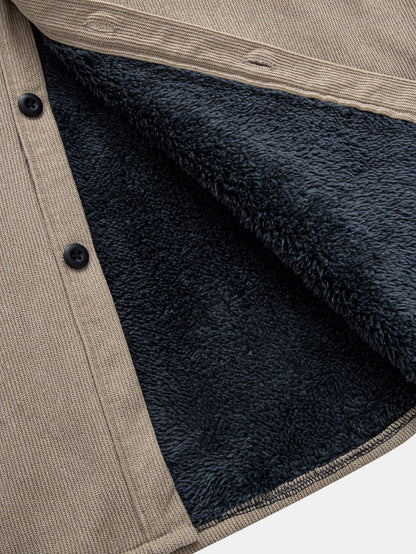 Teddy-Futter Cordhemd mit langen Ärmeln