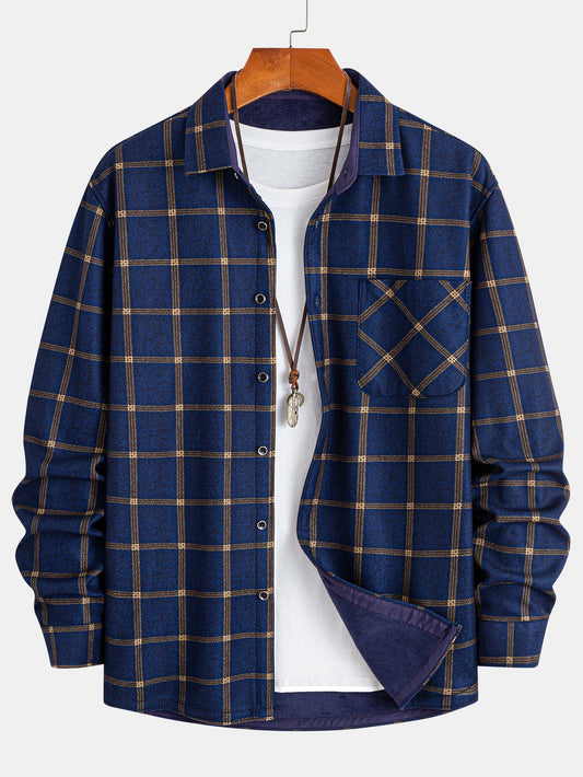 Flanell Fleece Gefüttertes Kariertes Hemd