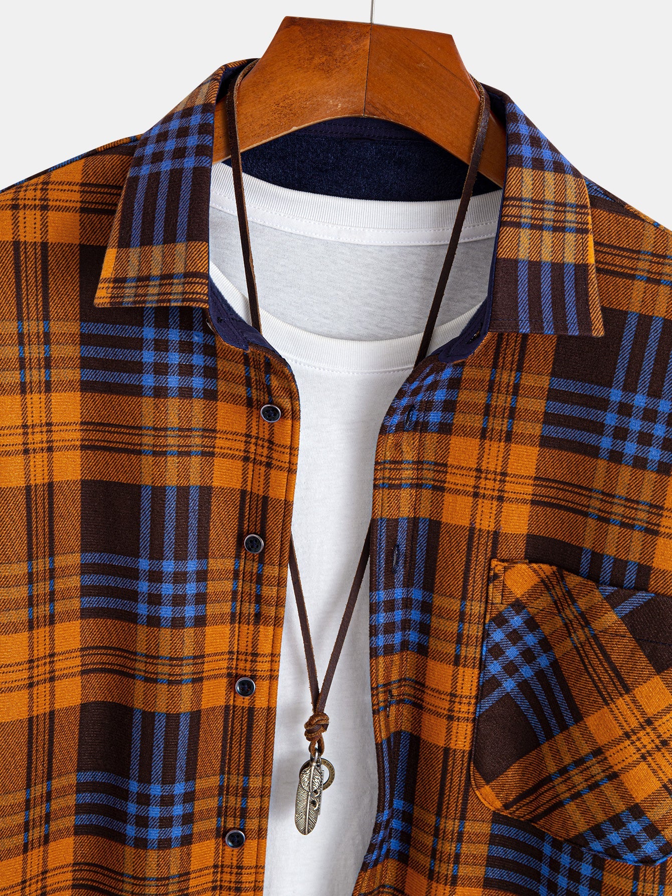 Flanell Fleece Gefüttertes Kariertes Hemd mit Knöpfen