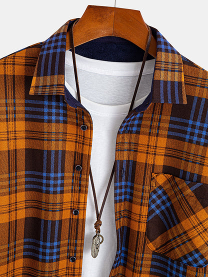 Flanell Fleece Gefüttertes Kariertes Hemd mit Knöpfen