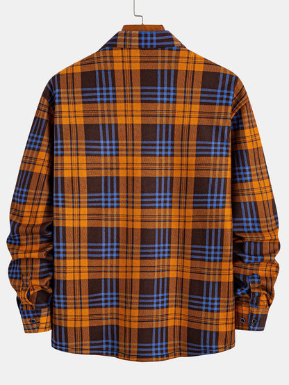Flanell Fleece Gefüttertes Kariertes Hemd mit Knöpfen