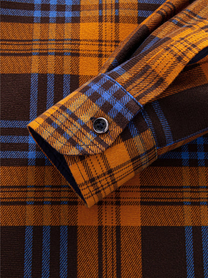Karierter Flanell-Fleece Hemd mit Knöpfen und Futter