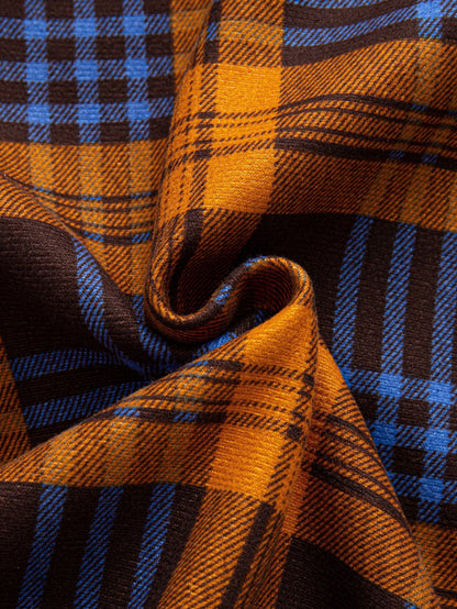 Karierter Flanell-Fleece Hemd mit Knöpfen und Futter