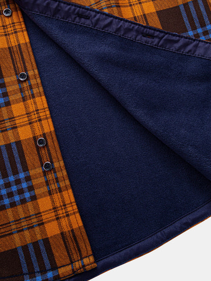 Flanell Fleece Gefüttertes Kariertes Hemd mit Knöpfen