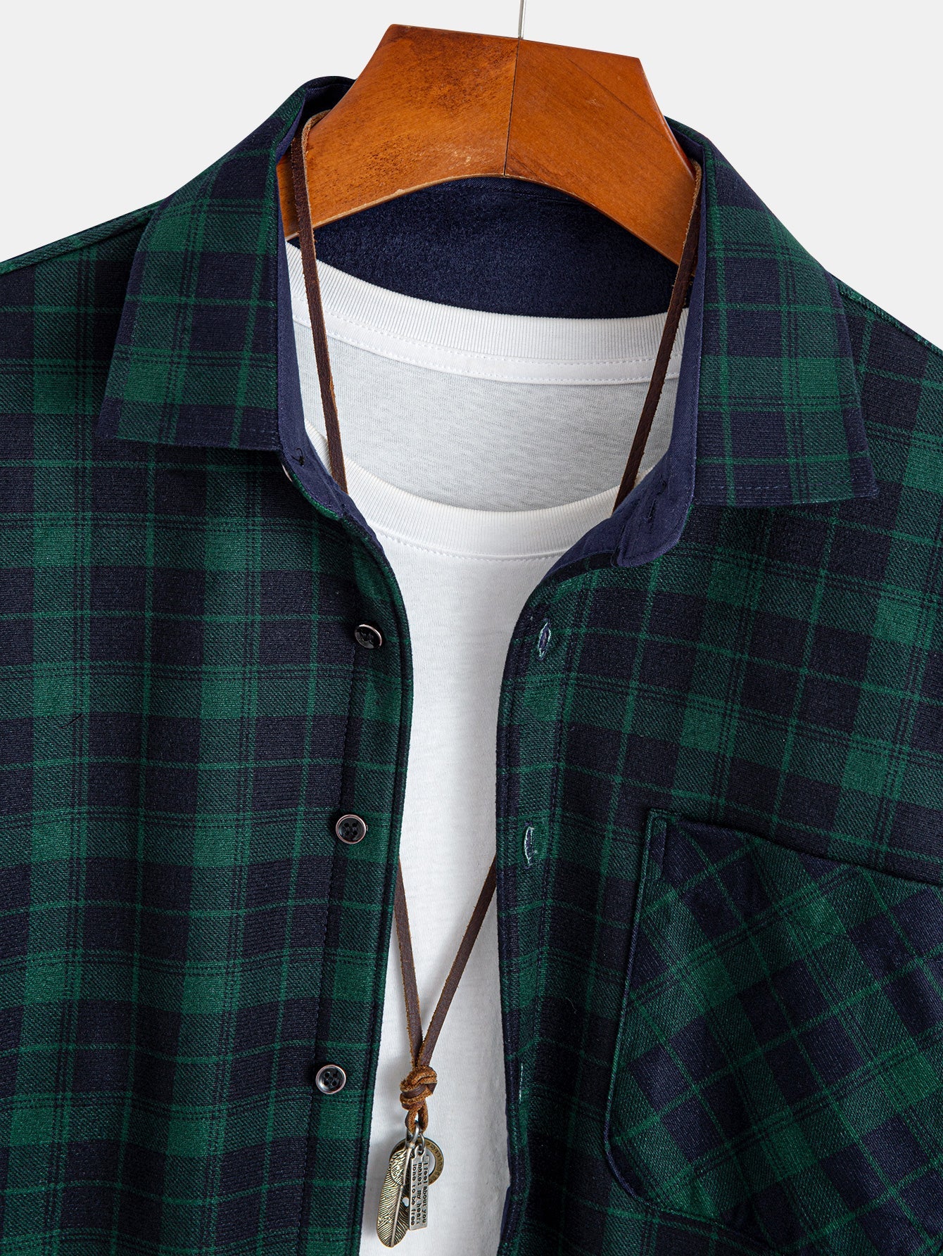 Flanell Fleece Gefüttertes Kariertes Hemd mit Knöpfen