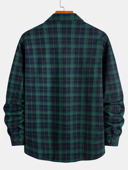Flanell Fleece Gefüttertes Kariertes Hemd mit Knöpfen