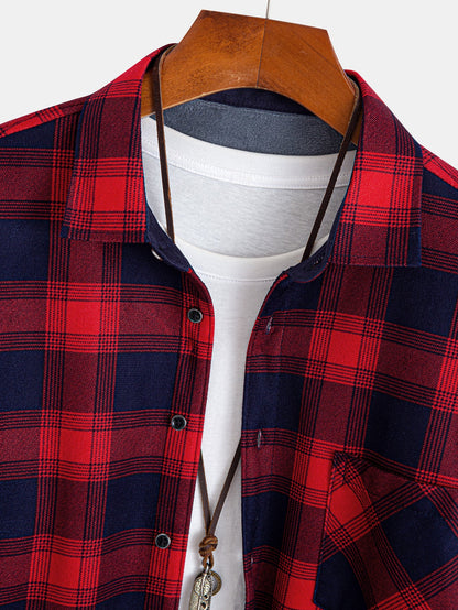 Karierter Flanell-Fleece Hemd mit Knöpfen und Fütterung