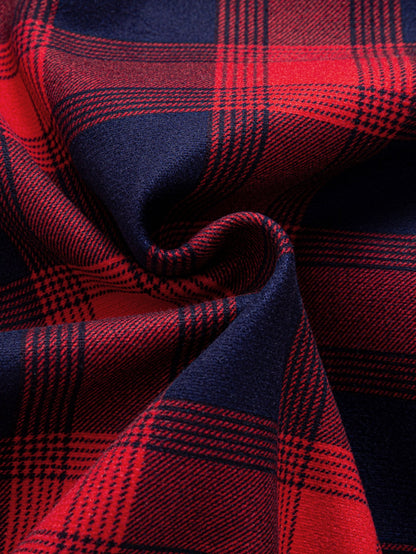 Karierter Flanell-Fleece Hemd mit Knöpfen und Fütterung