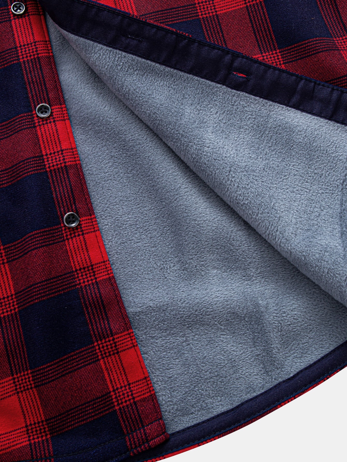 Karierter Flanell-Fleece Hemd mit Knöpfen und Fütterung