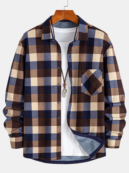 Flanell Fleece Gefüttertes Kariertes Hemd