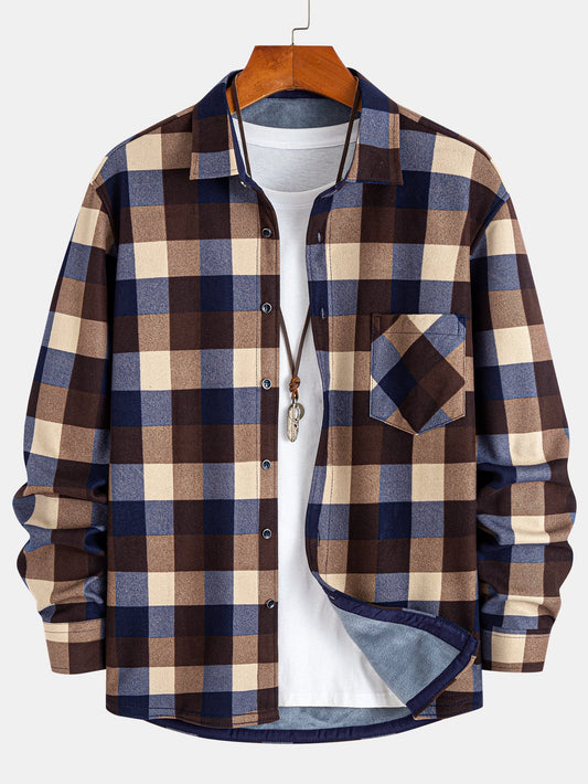 Flanell Fleece Gefüttertes Kariertes Hemd