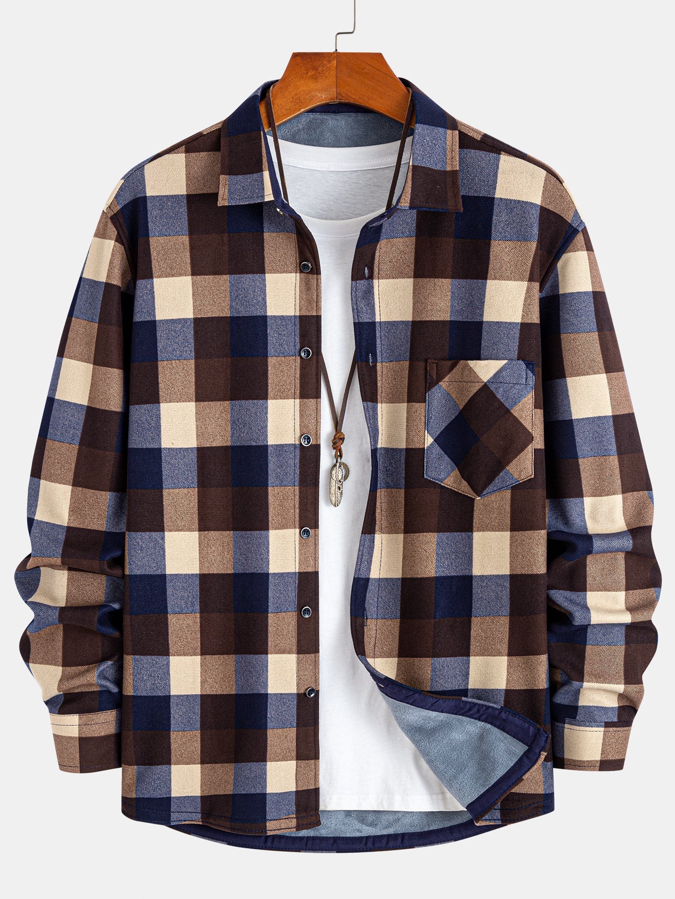 Karierter Flanell-Fleece Hemd mit Futter