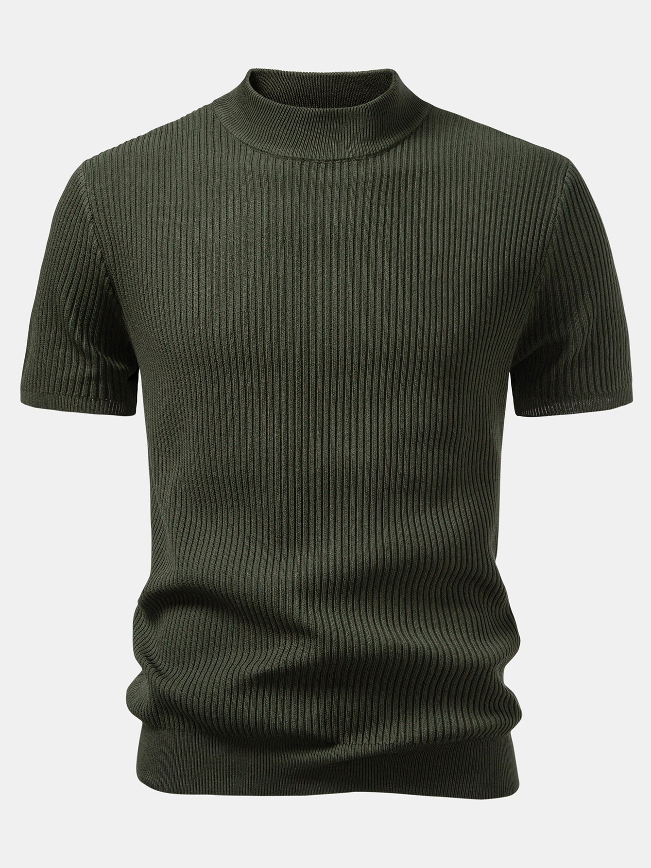 Rippstrick Rollkragen Pullover T-Shirt