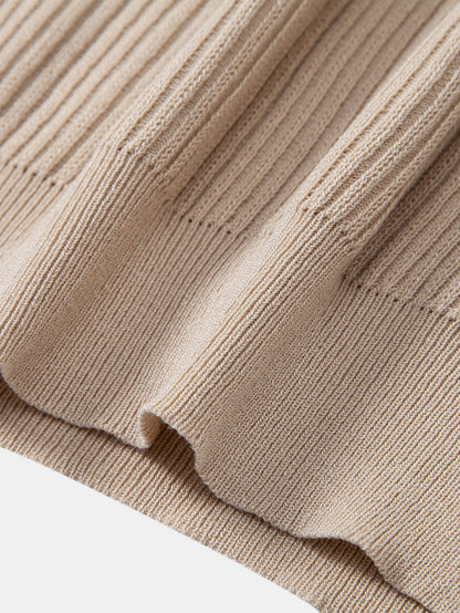 Rippstrick Rollkragen Pullover T-Shirt