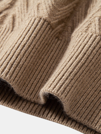 Robuster geometrischer V-Ausschnitt-Jacquard-Pullover